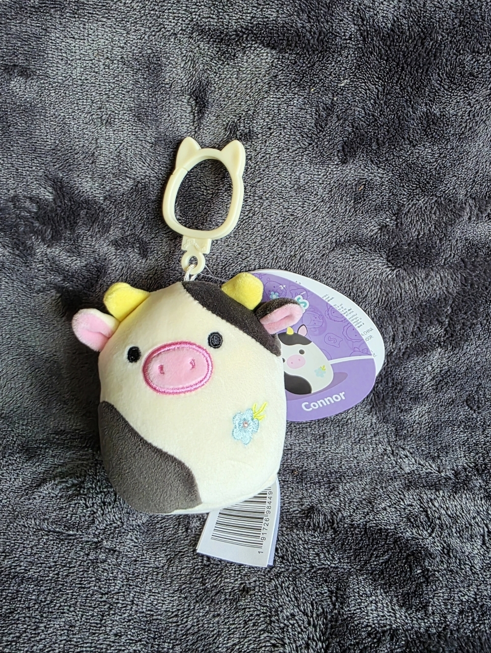 New Squishmallows Connor the Cow 3.5-inch plush clip-on keychain Easter 2026